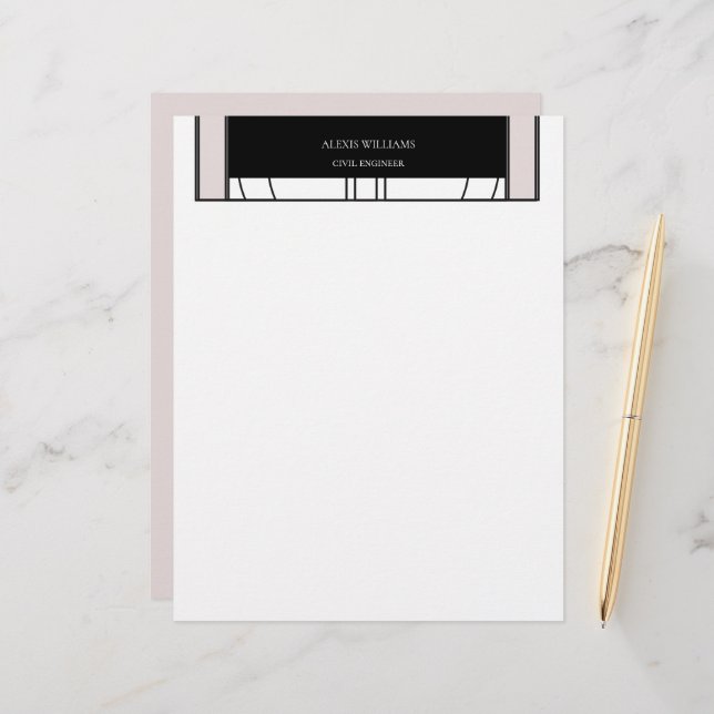 Geometric Modern Minimalist Elegant Professional Custom Letterhead (Front/Back In Situ)