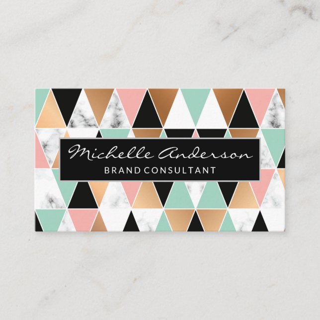 Geometric Modern Pattern | Marble Colour Ways Business Card (Front)
