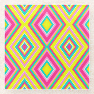 Geometric Modern Shapes Triangles Pattern Glass Coaster