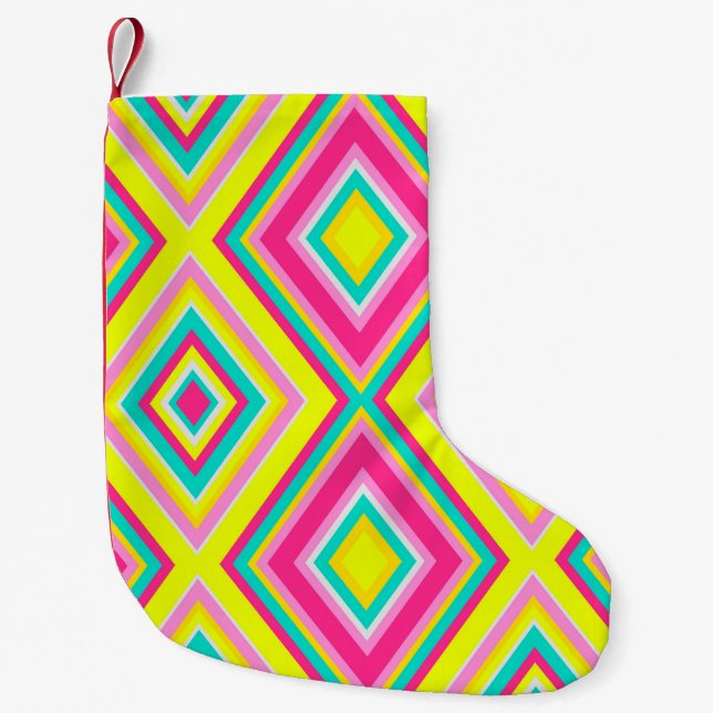 Geometric Modern Shapes Triangles Pattern Small Christmas Stocking (Front)