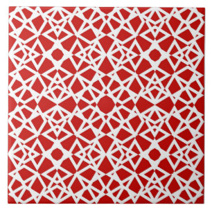Geometric, modern, simple, red, white ceramic tile