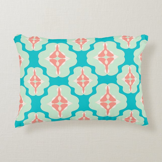 Geometric modern teal orange   decorative cushion (Front)