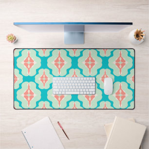 Geometric modern teal orange desk mat
