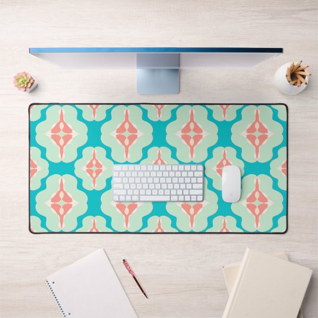 Geometric modern teal orange  desk mat (Office 1)