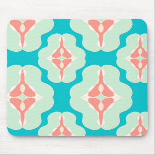 Geometric modern teal orange mouse pad