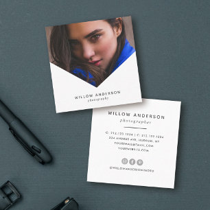 Geometric Modern Triangle Overlay Photography Square Business Card