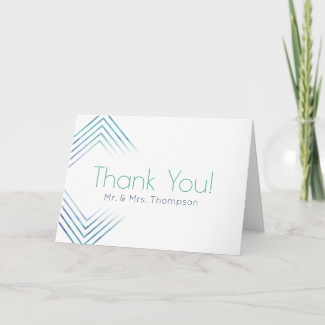 Geometric Modern Watercolor  Thank You Card (Front)