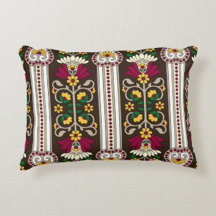 Geometric Moghul Paisley pattern on white backgrou Decorative Cushion