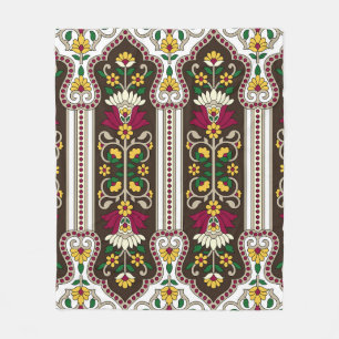Geometric Moghul Paisley pattern on white backgrou Fleece Blanket