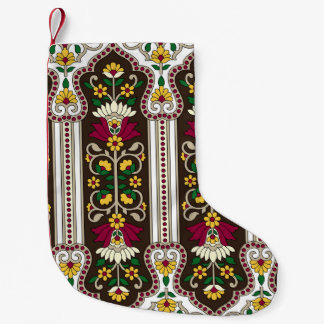 Geometric Moghul Paisley pattern on white backgrou Small Christmas Stocking