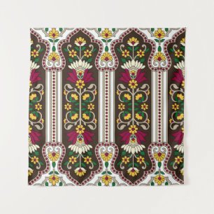 Geometric Moghul Paisley pattern on white backgrou Tapestry