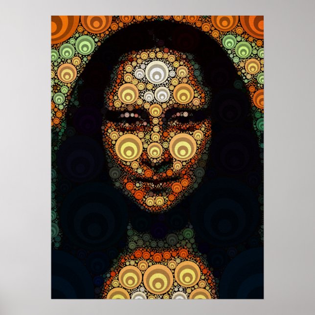 Geometric Mona Lisa Inspired Portrait Abstract Wal Poster (Front)