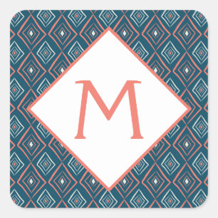 Geometric Monogram Square Sticker
