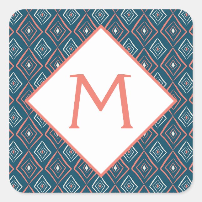 Geometric Monogram Square Sticker (Front)