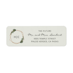 Geometric Monogram Wedding Return Address Label