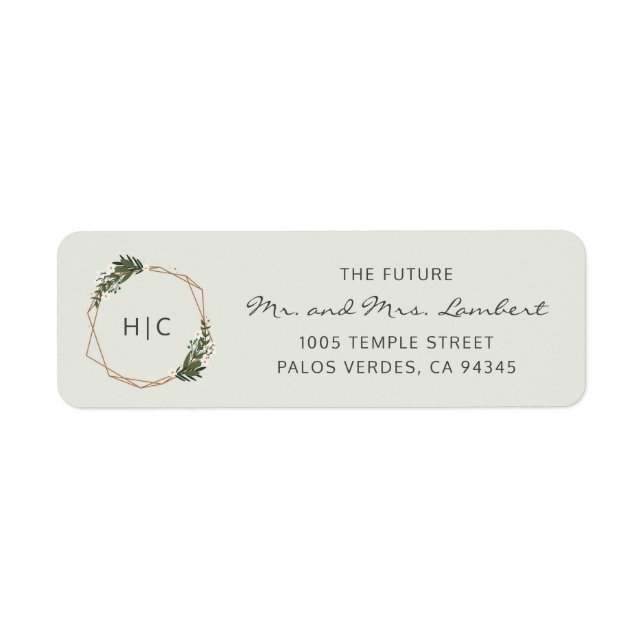 Geometric Monogram Wedding Return Address Label (Front)
