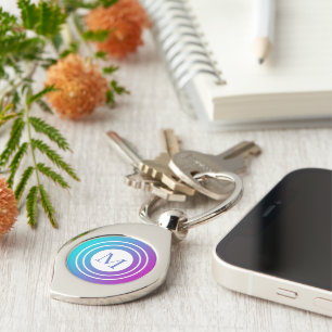 Geometric Monogrammed Multicolored Gradient Key Ring