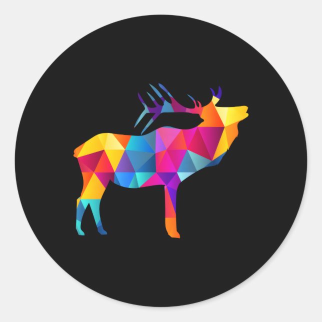 Geometric Moose Low Poly Polygon Moose Classic Round Sticker (Front)