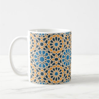 Geometric Moroccan Tile & Orange Pattern Coffee Mug