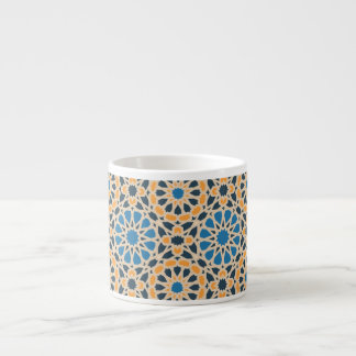 Geometric Moroccan Tile & Orange Pattern Espresso Cup