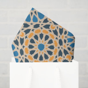 Geometric Moroccan Tile & Orange Pattern Tissue Paper