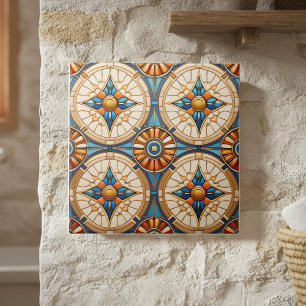 Geometric Moroccan Tile Pattern#2 Teal Gold ID1077