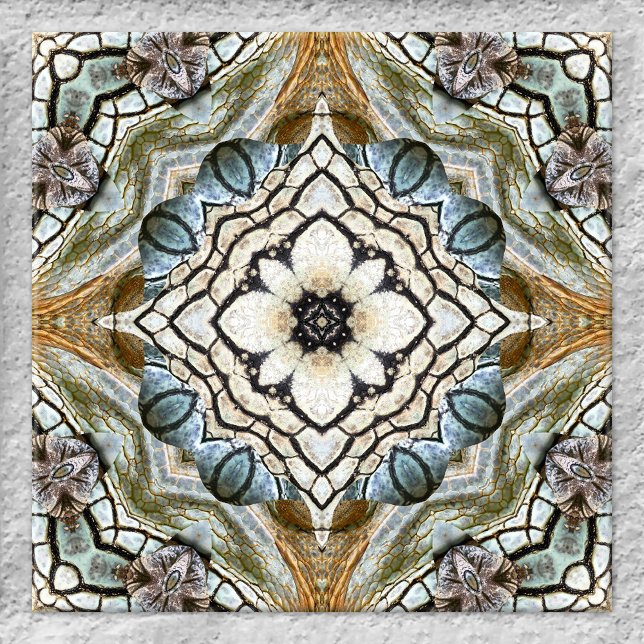 Geometric Mosaic Animal Print Ceramic Tile (Ceramic tile featuring a geometric design based on original animal skin prints)