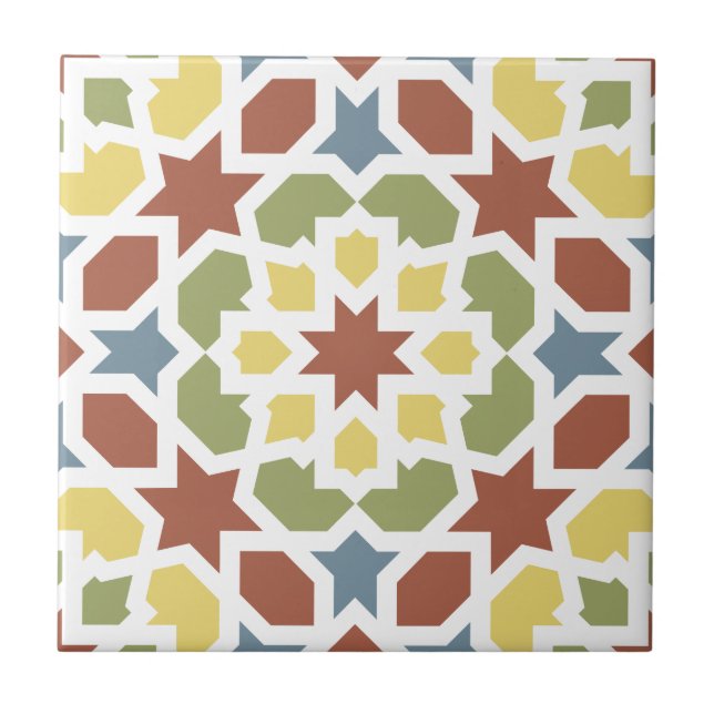 Geometric mosaic of arabesque of Morocco Ceramic Tile (Front)