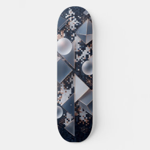 Geometric Mosaic Skateboard - 3D Silver Triangle