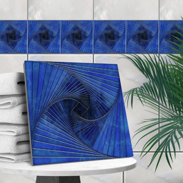 Geometric Mosaic Spiral - Blue Marble Ceramic Tile (Creator Uploaded)