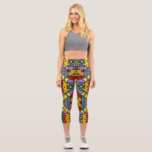 Geometric Mosaic Square Box Design Capri Leggings