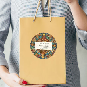 Geometric Mosaic Staine Glass Retirement Thank You Classic Round Sticker