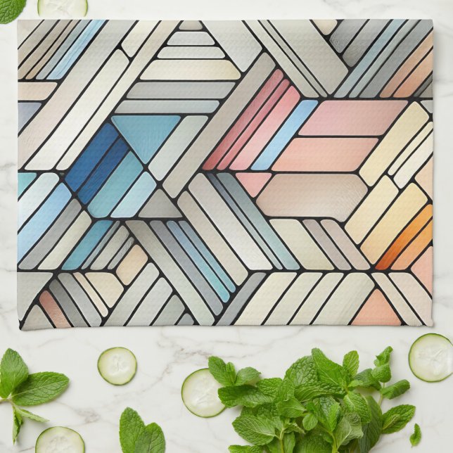 Geometric Mosaic Tea Towel (Folded)