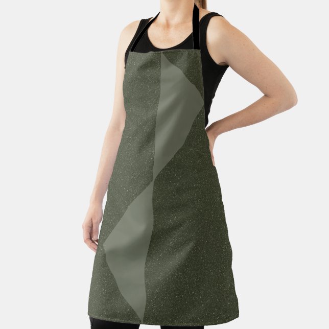 Geometric Moss Green Apron with Speckle (Insitu)