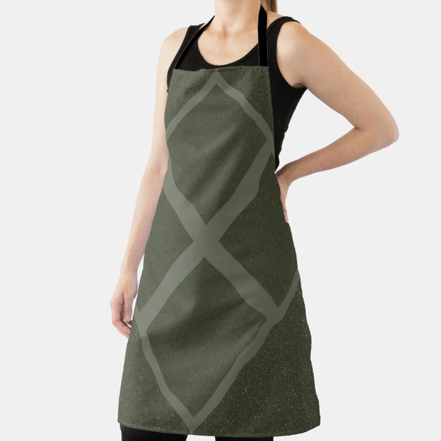 Geometric Moss Green Bulk Apron (Insitu)
