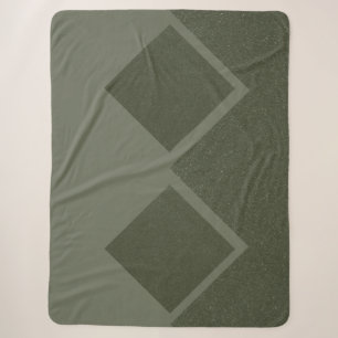 Geometric Moss Green Sherpa Blanket