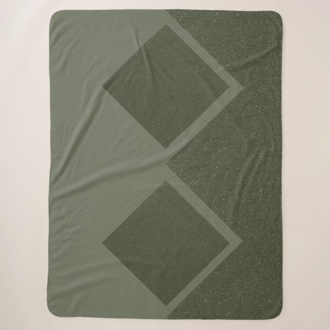 Geometric Moss Green Sherpa Blanket (Front)
