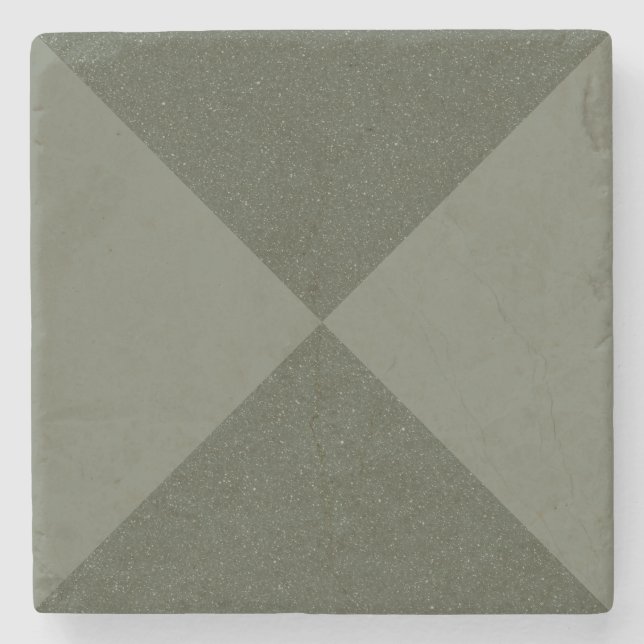Geometric Moss Green Stone Coaster (Front)