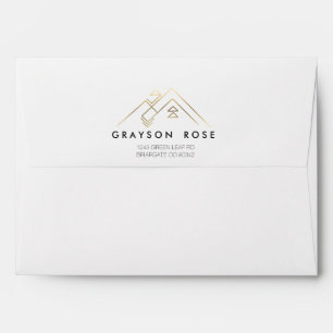 Geometric Mountain Gold Custom Address Label Envelopes