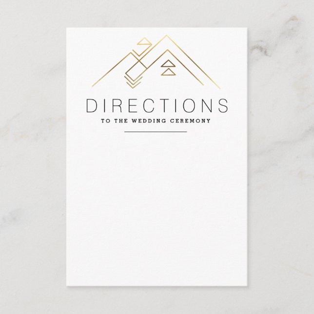 Geometric Mountain | Gold | Custom Direction Card (Front)