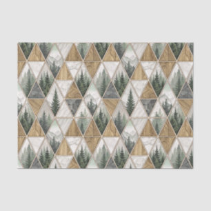 Geometric Mountain & Pine Forest Tile Pattern Art Tissue Paper