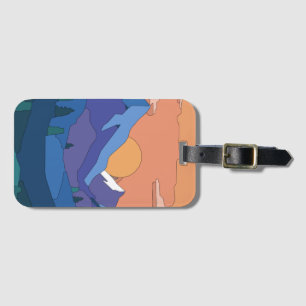 Geometric Mountain Sunset Luggage Tag