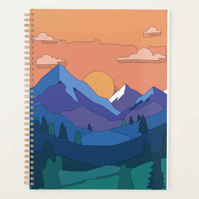 Geometric Mountain Sunset  Planner (Front)