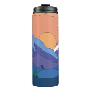 Geometric Mountain Sunset Thermal Tumbler