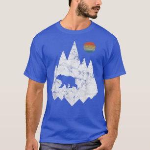 Geometric mountains and bear forest nature vintage T-Shirt