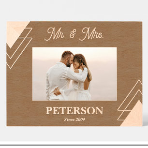 Geometric Mr Mrs Couple Custom Wood Picture Frame