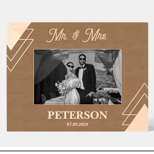 Geometric Mr Mrs Wedding Custom Wood Picture Frame (Creator Uploaded)