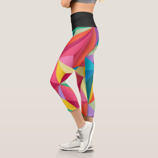 Geometric Multi Colour Faceted Capri Leggings