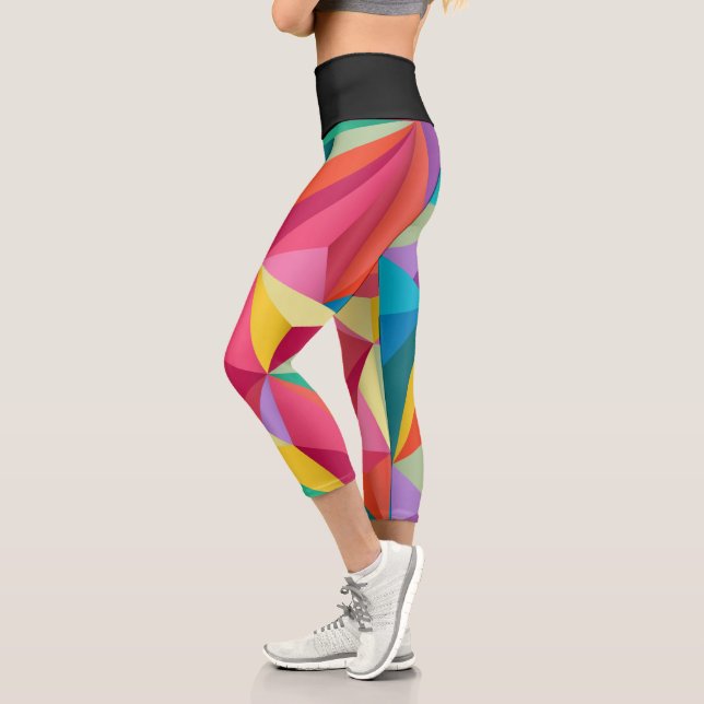 Geometric Multi Colour Faceted  Capri Leggings (Left)