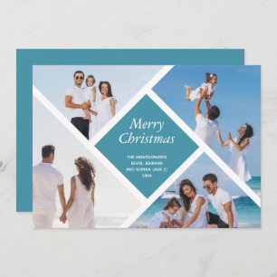 Geometric Multi Photo Merry Christmas Holiday Card